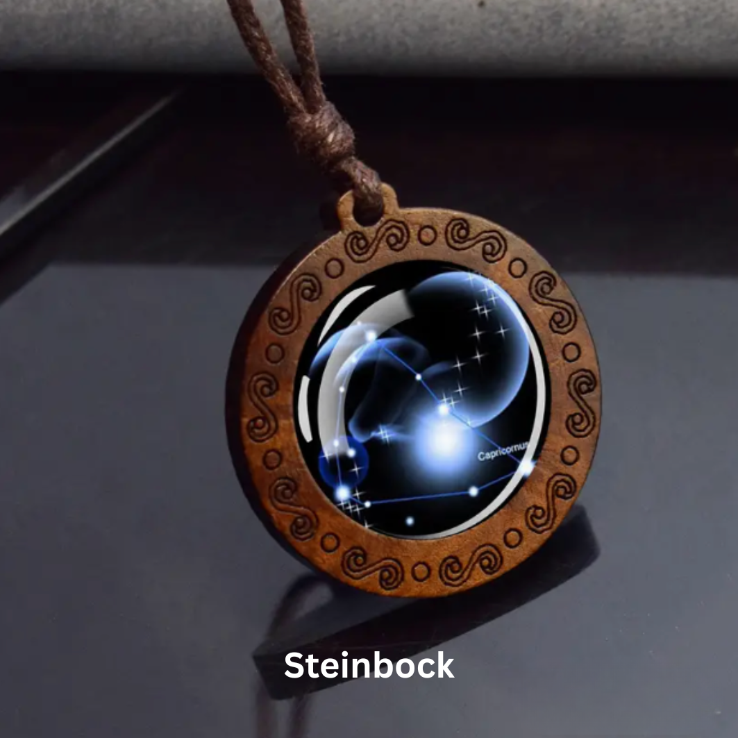 Zodiac Sign Necklace with Adjustable Genuine Leather Band