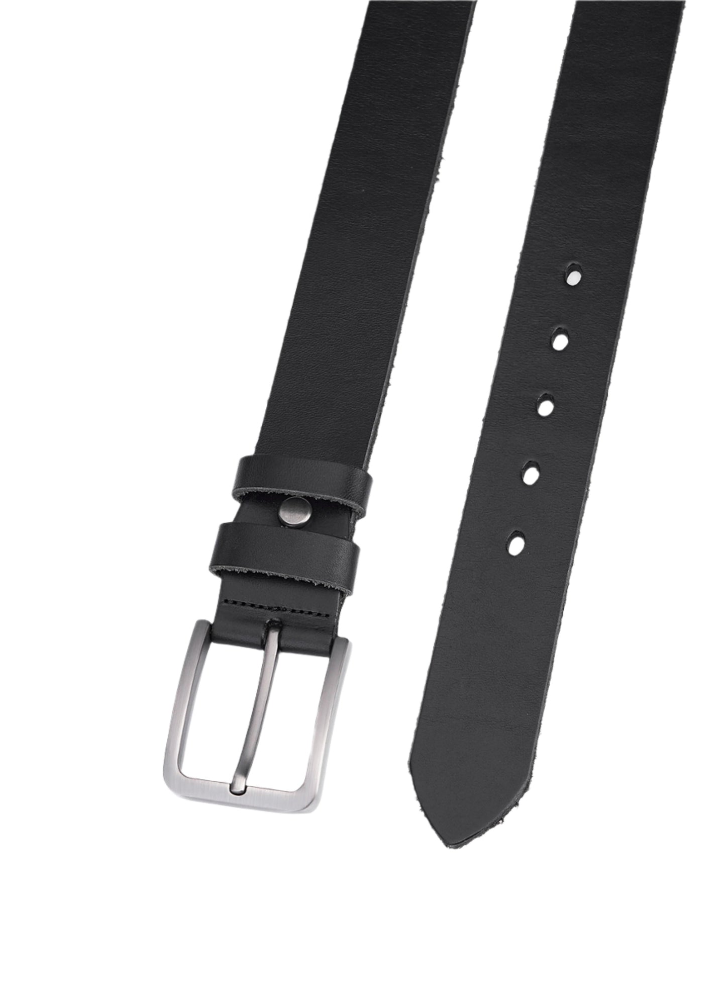 Set of 2 luxurious round leather belts in black and cognac – full leather, sturdy and durable men's support belts