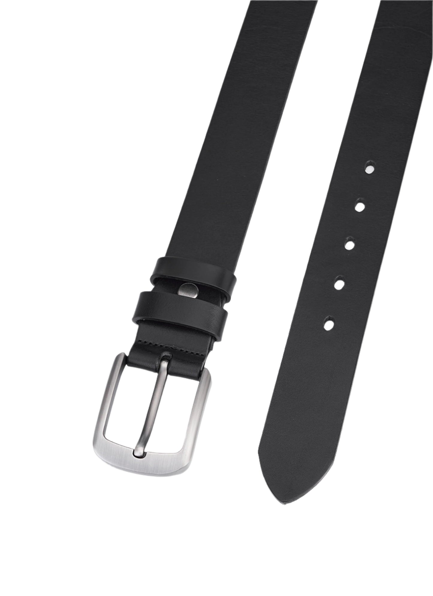 Luxury Round Leather Belt – Elegant Black Leather Belt for Men – Durable and Timeless