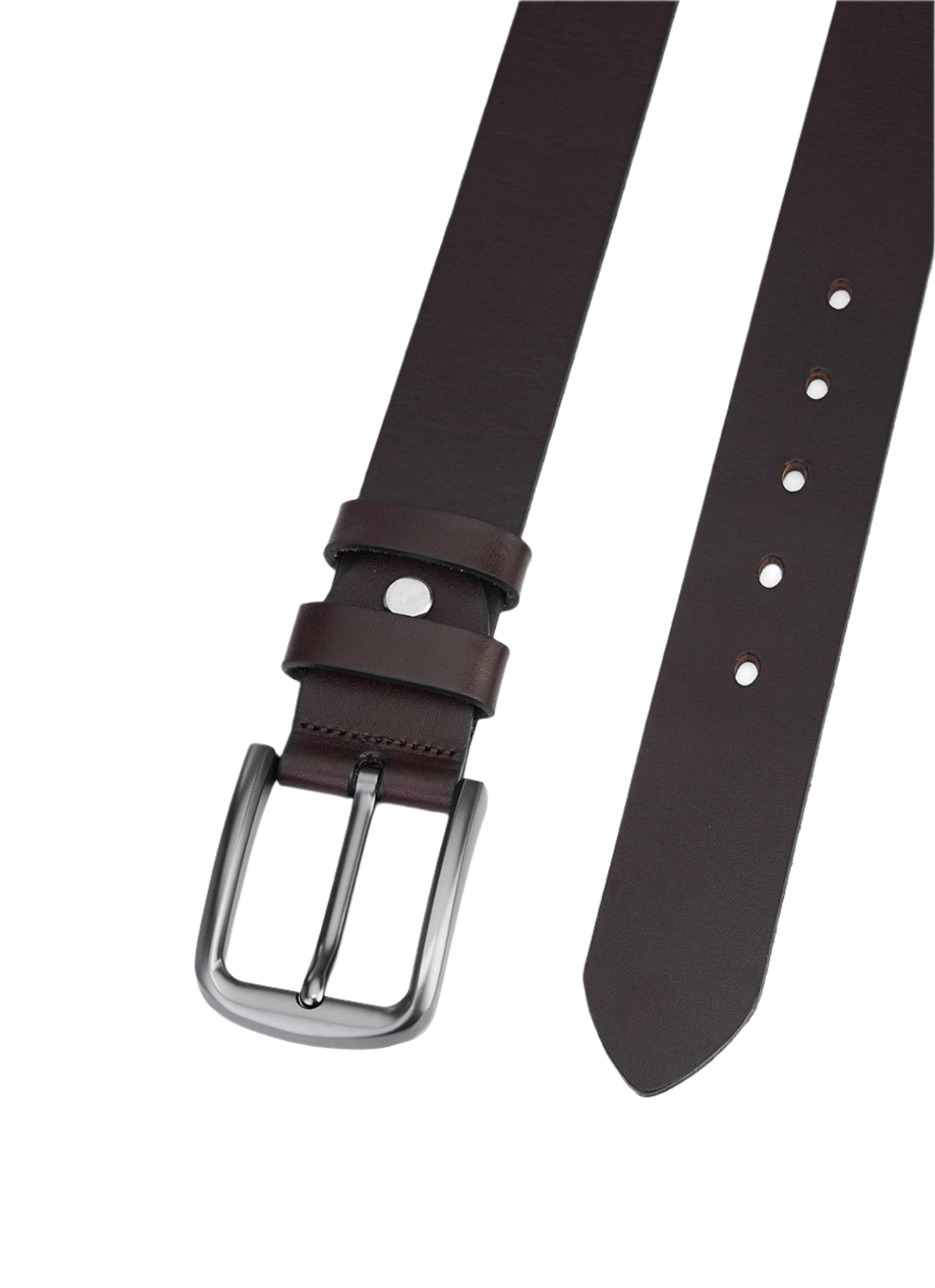 Luxury Dark Brown Cowhide Leather Belt – High-Quality Full Leather Belts for Men – Durable and Elegant