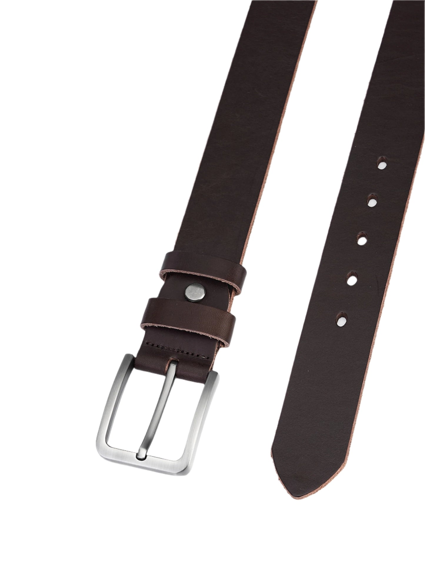 Leather Belt for Men - Full Leather, Dark Brown - Sustainable and Durable Leather Belt
