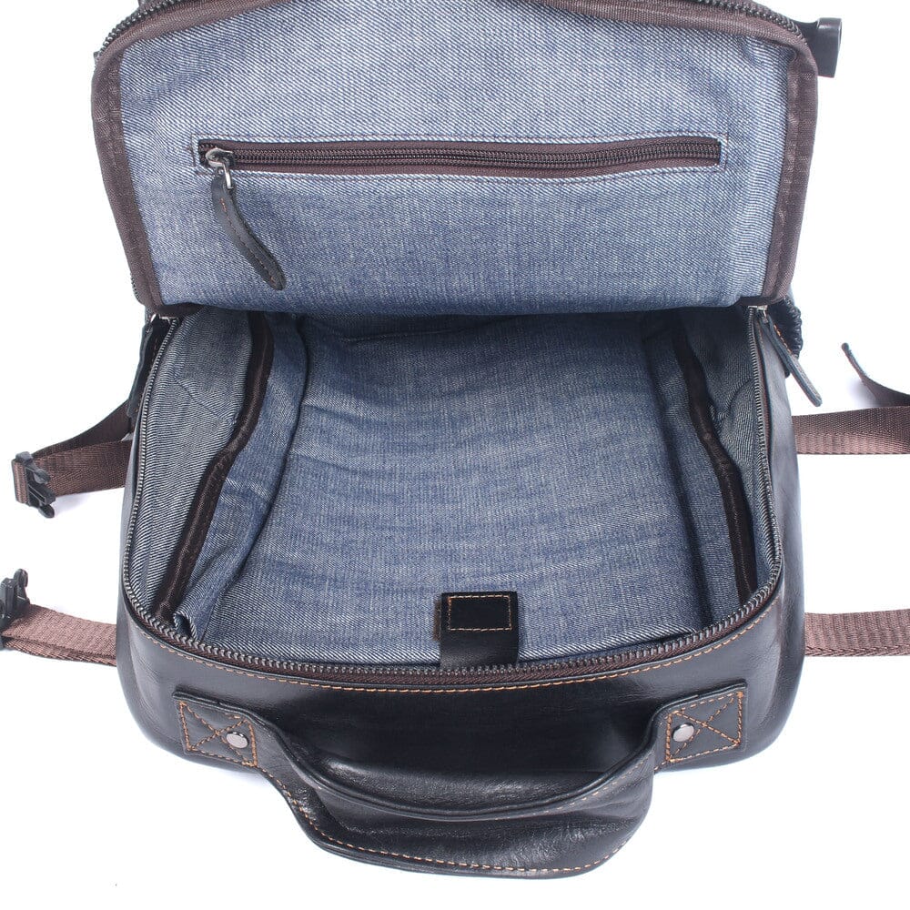 Men's Black Leather Backpack | ISAAC