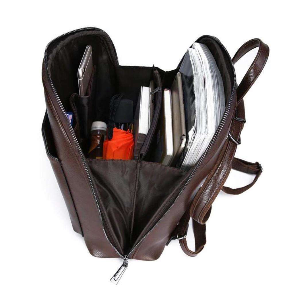 Elegant double zipper backpack in classic style