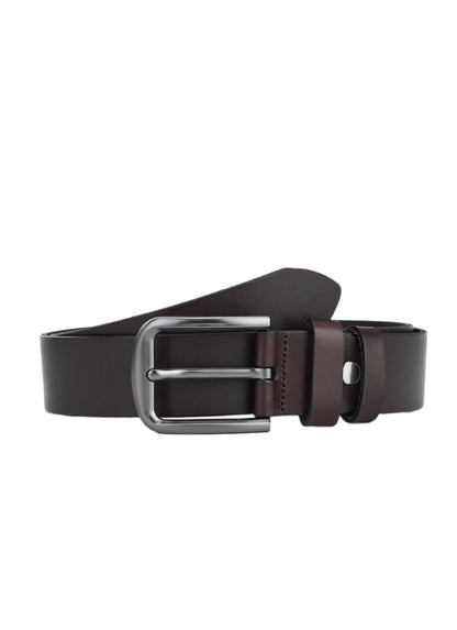 Luxury Dark Brown Cowhide Leather Belt – High-Quality Full Leather Belts for Men – Durable and Elegant