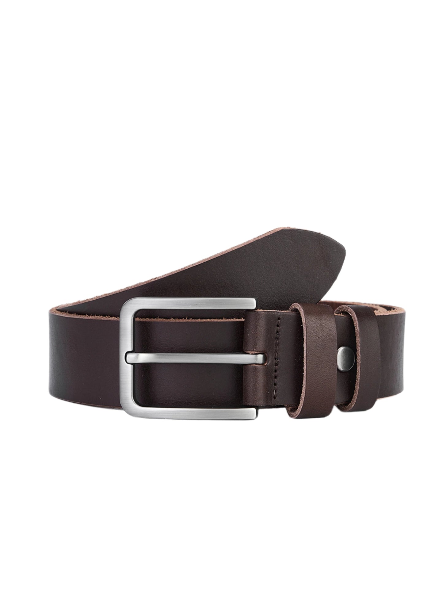 Leather Belt for Men - Full Leather, Dark Brown - Sustainable and Durable Leather Belt
