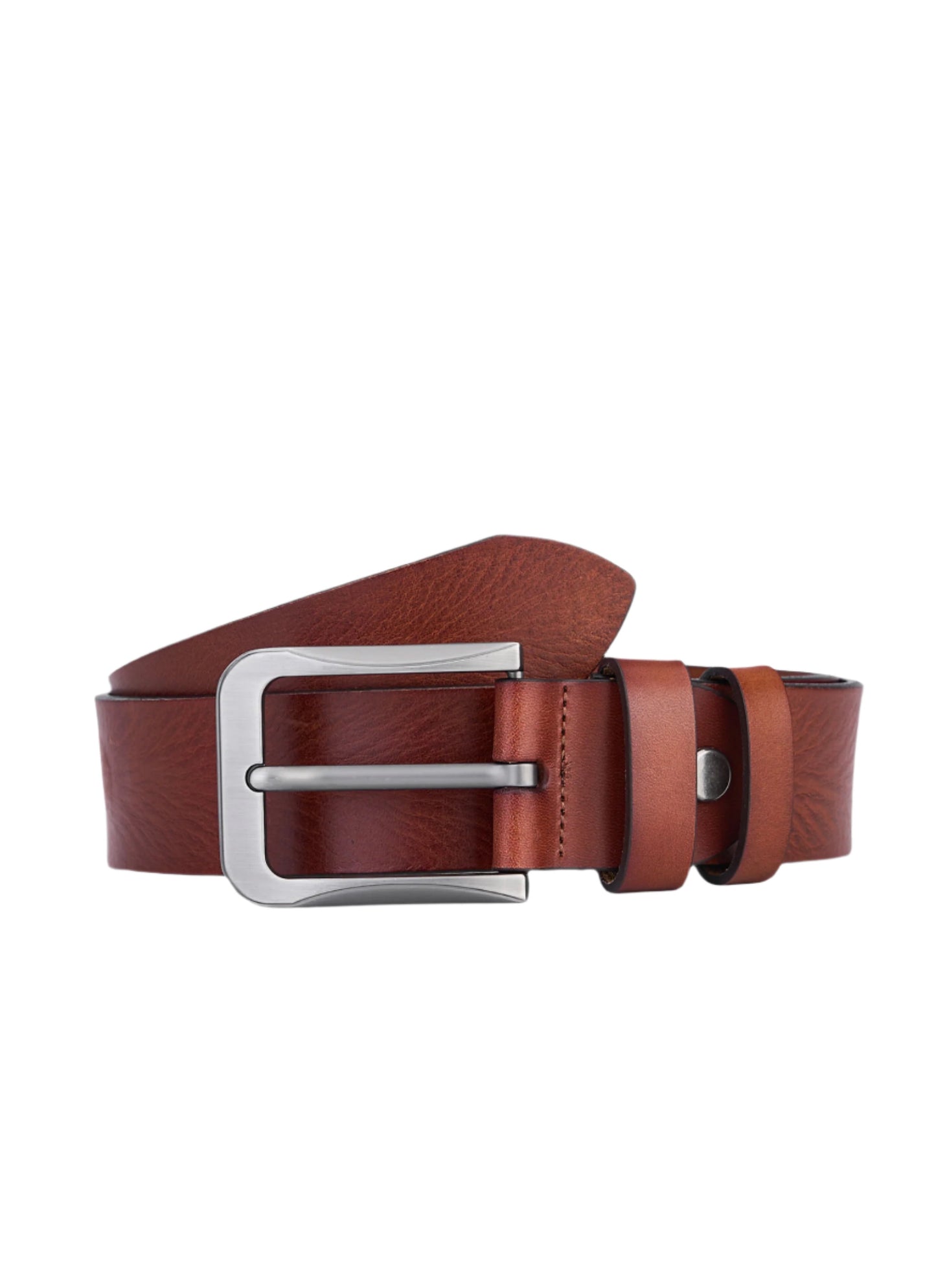 Luxury Round Leather Belt for Men - Full Leather with Vintage Pattern - Durable and Elegant Brown Leather Quality