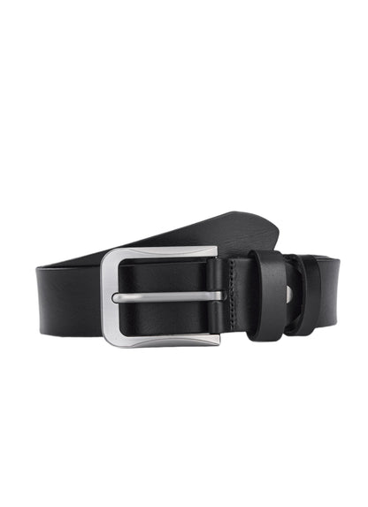 Luxury Full Leather Belt for Men - Black Leather - Durable and Elegant - Vintage Pattern for a Timeless Look