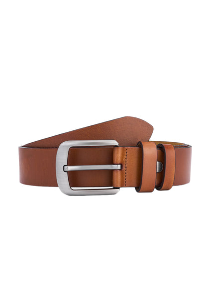 Set of 2 luxurious round leather belts – black & cognac – full-grain leather – rugged and durable men's wedding belts