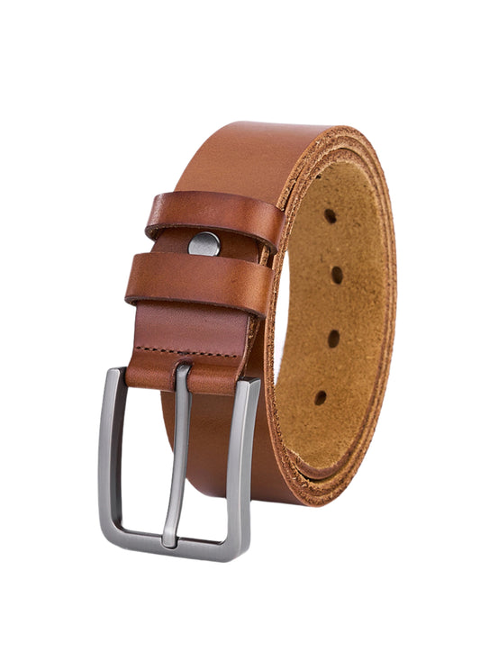 Elegant High-Quality Full Leather Cowhide Belt in Cognac Luxury Leather Dress Belt Durable and Long-Lasting Men's Belt