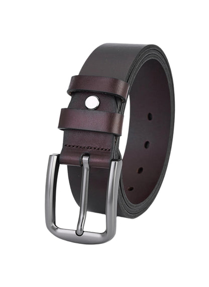 Luxury Dark Brown Cowhide Leather Belt – High-Quality Full Leather Belts for Men – Durable and Elegant