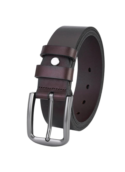 Luxury Dark Brown Cowhide Leather Belt – High-Quality Full Leather Belts for Men – Durable and Elegant