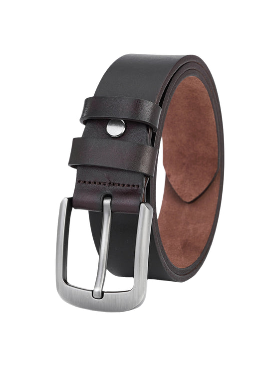 Elegant Dark Brown Leather Men's Belt – Full Leather and Durable Leather Belt