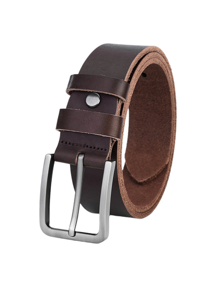 Leather Belt for Men - Full Leather, Dark Brown - Sustainable and Durable Leather Belt