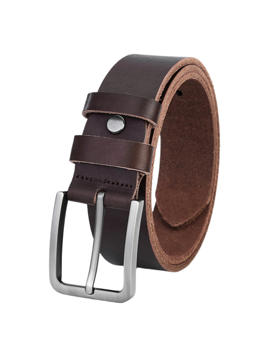 Leather Belt for Men - Full Leather, Dark Brown - Sustainable and Durable Leather Belt