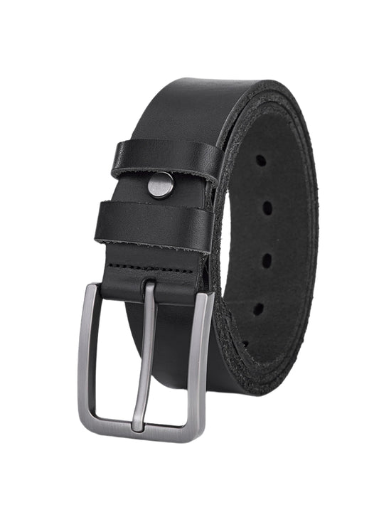Luxury Ram Leather Belt for Men - Full Leather Black - Stylish and Durable Waist Belt