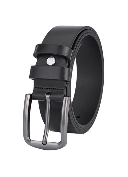 Luxury Black Calfskin Leather Belt for Men – High-Quality Full Leather Durable Leather Belt with Premium Craftsmanship