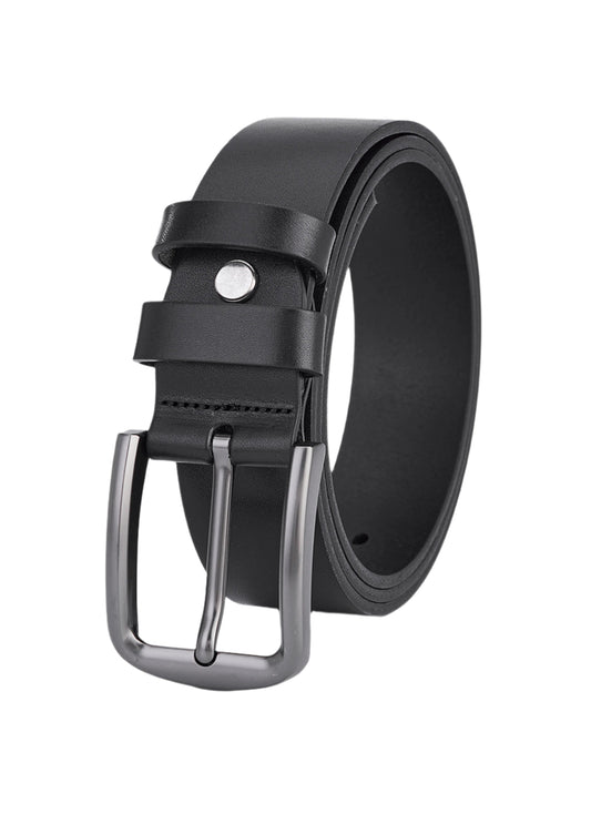 Luxury Black Calfskin Leather Belt for Men – High-Quality Full Leather Durable Leather Belt with Premium Craftsmanship