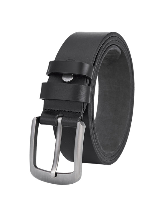Luxury Round Leather Belt – Elegant Black Leather Belt for Men – Durable and Timeless