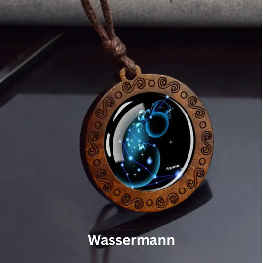 Zodiac Sign Necklace with Adjustable Genuine Leather Band