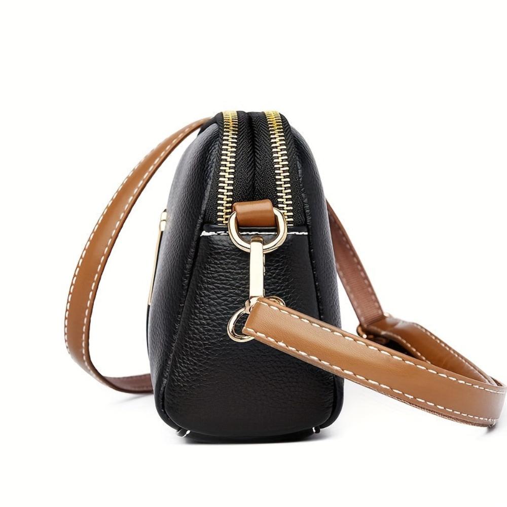 Elegant Mila Litchi Embossed Crossbody Bag