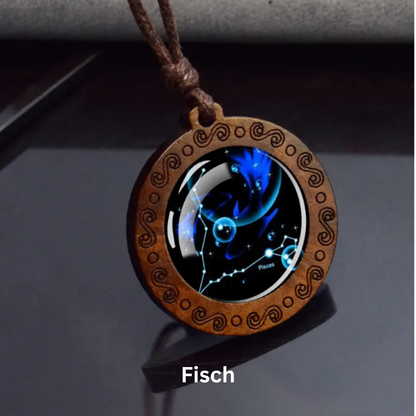 Zodiac Sign Necklace with Adjustable Genuine Leather Band