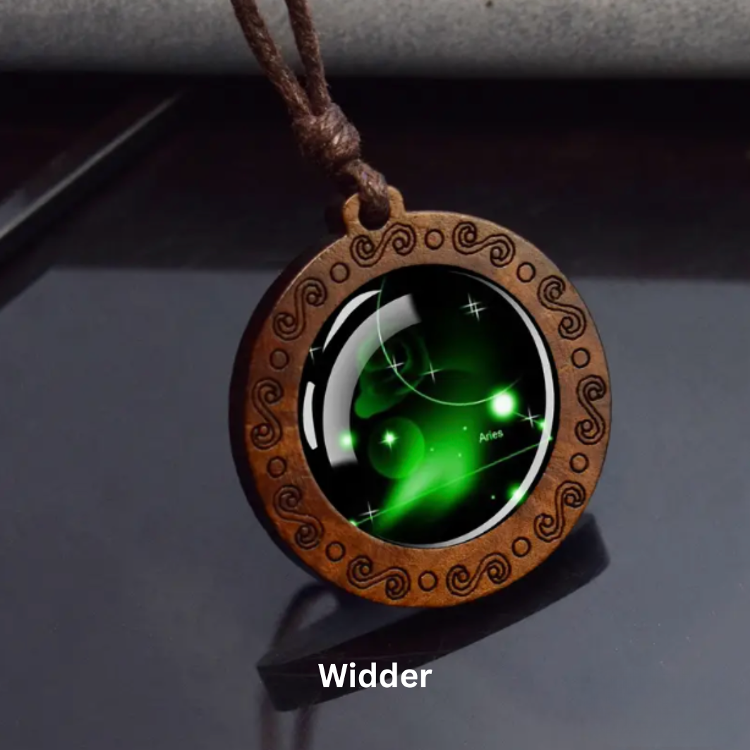 Zodiac Sign Necklace with Adjustable Genuine Leather Band