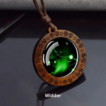 Zodiac Sign Necklace with Adjustable Genuine Leather Band