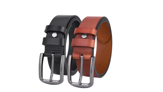 Luxury Pair of Leather Belts - Black & Brown - Full Leather & Sustainable - Premium Men's Belts for Style and Comfort