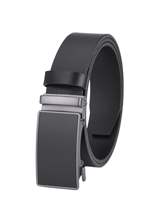 Luxury Black Cowhide Leather Automatic Belt - Genuine Leather - Sustainable and Elegant Shoe Strap for Men