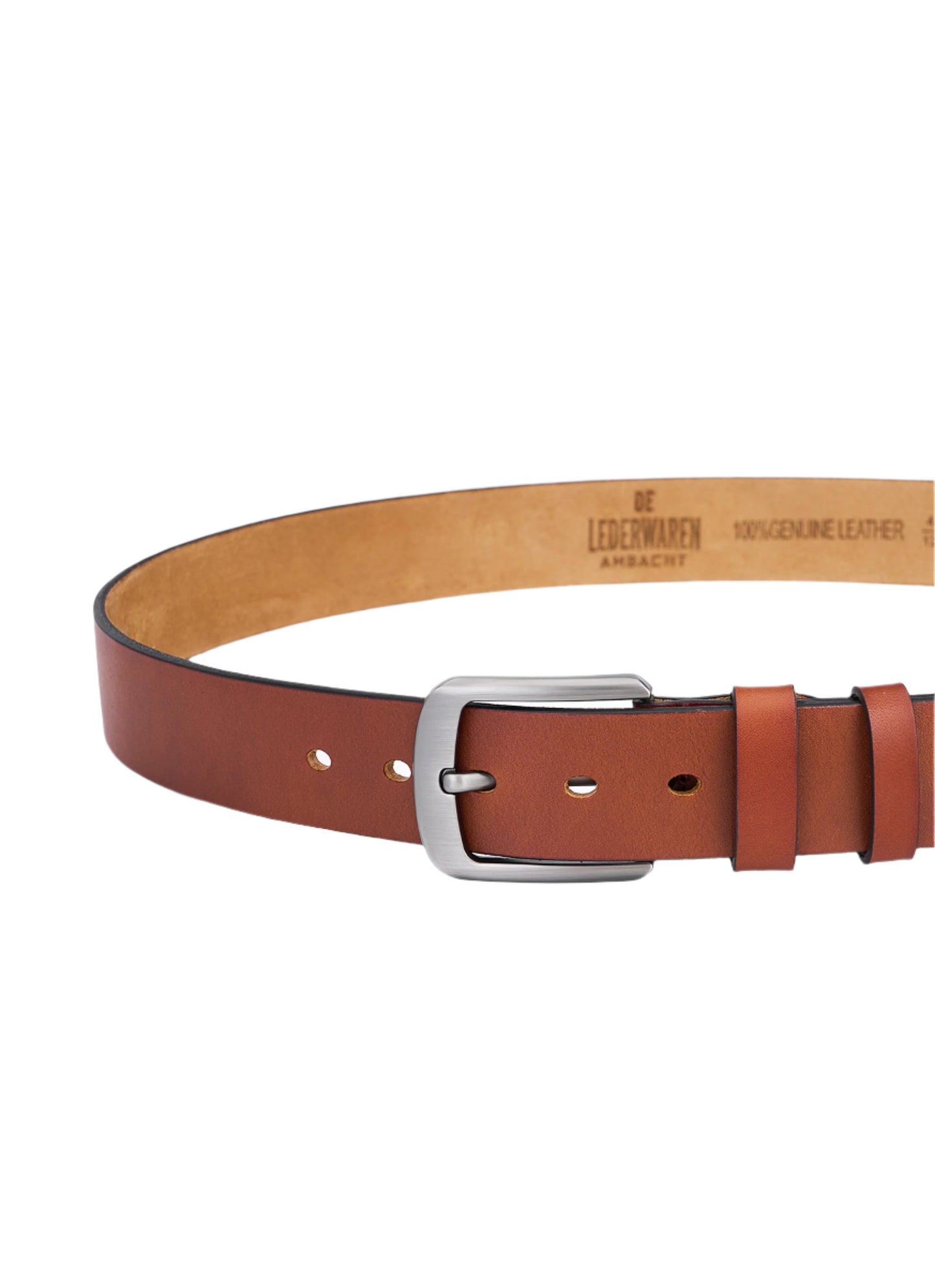 Set of 2 luxurious round leather belts – black & cognac – full-grain leather – rugged and durable men's wedding belts