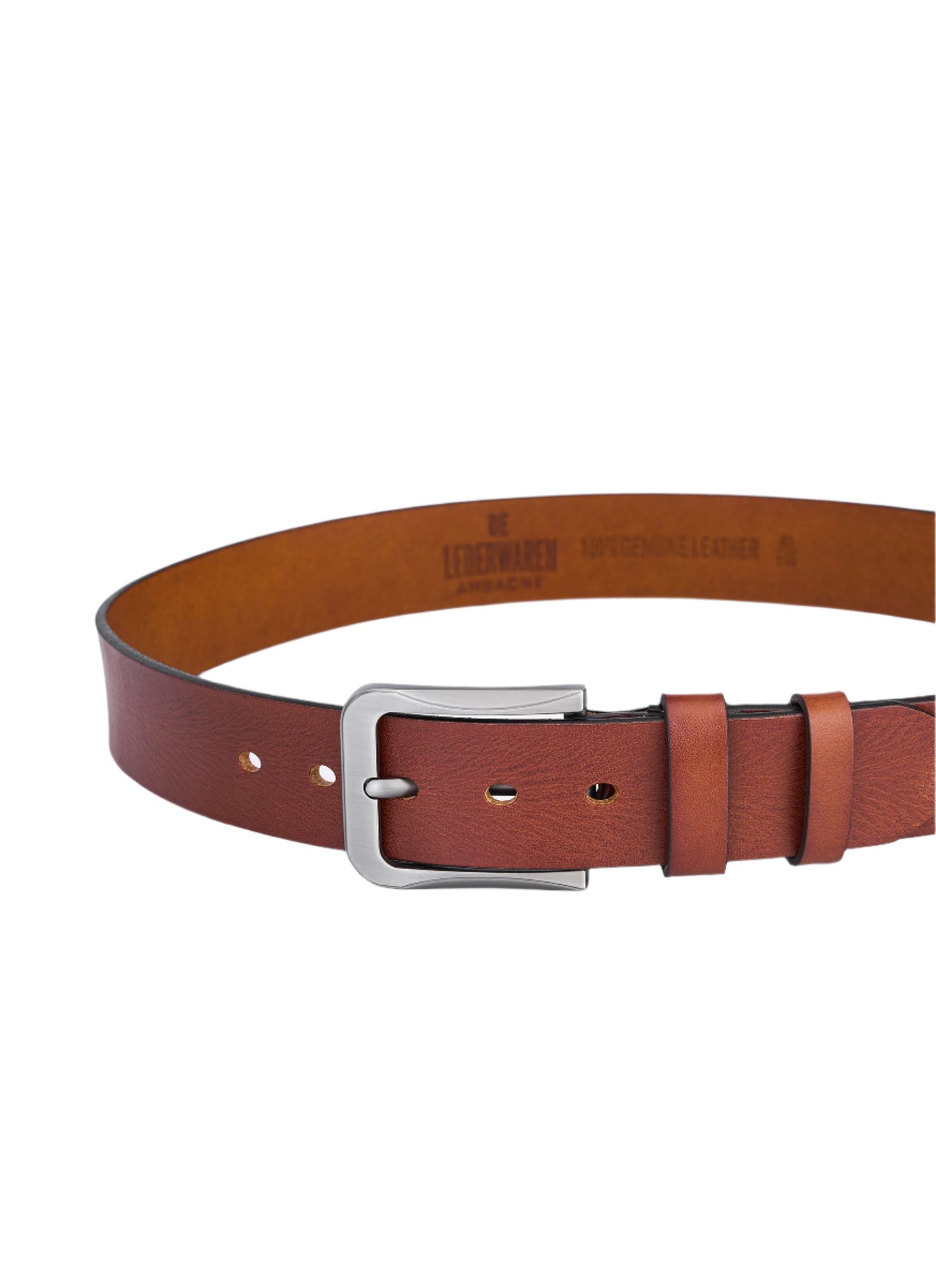 Luxury Round Leather Belt for Men - Full Leather with Vintage Pattern - Durable and Elegant Brown Leather Quality