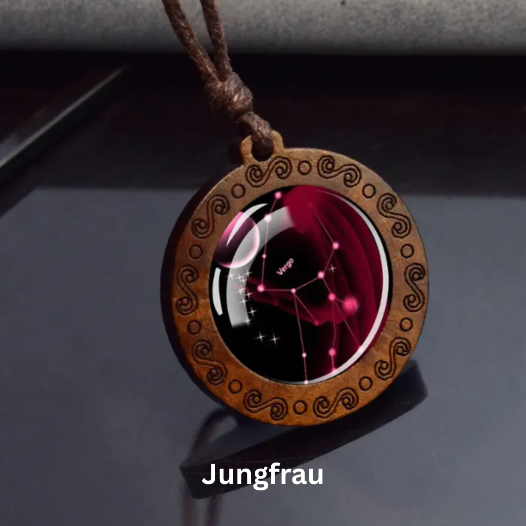 Zodiac Sign Necklace with Adjustable Genuine Leather Band