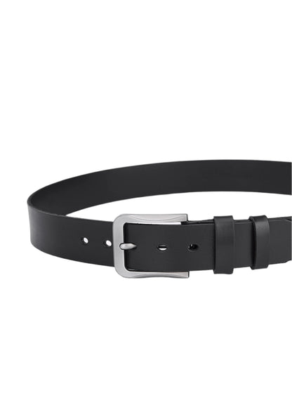 Luxury Full Leather Belt for Men - Black Leather - Durable and Elegant - Vintage Pattern for a Timeless Look