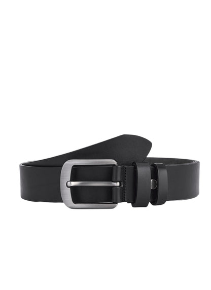 Luxury Round Leather Belt – Elegant Black Leather Belt for Men – Durable and Timeless