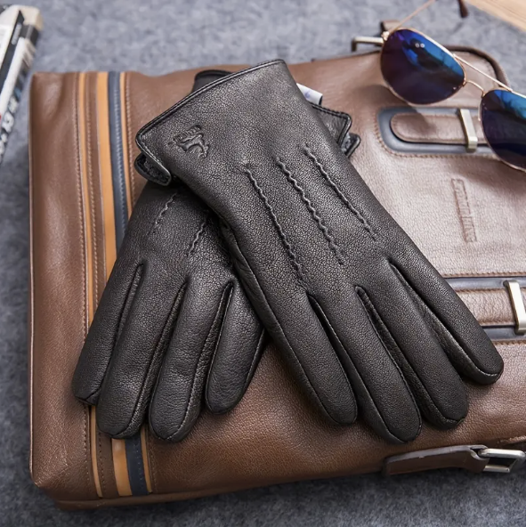 Leather Gloves Made of Goat Leather Lined for Winter