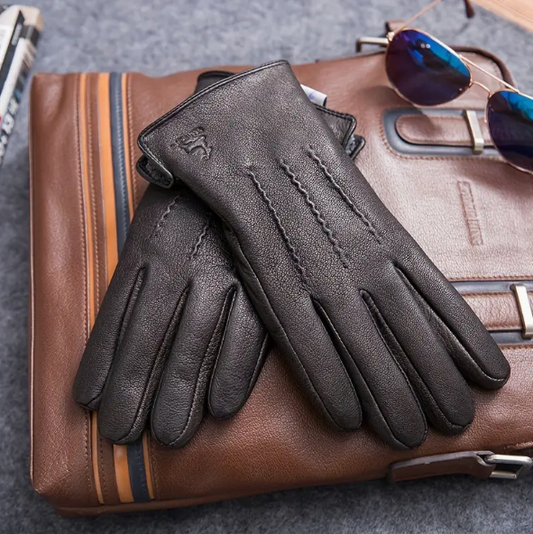 Leather Gloves Made of Goat Leather Lined for Winter