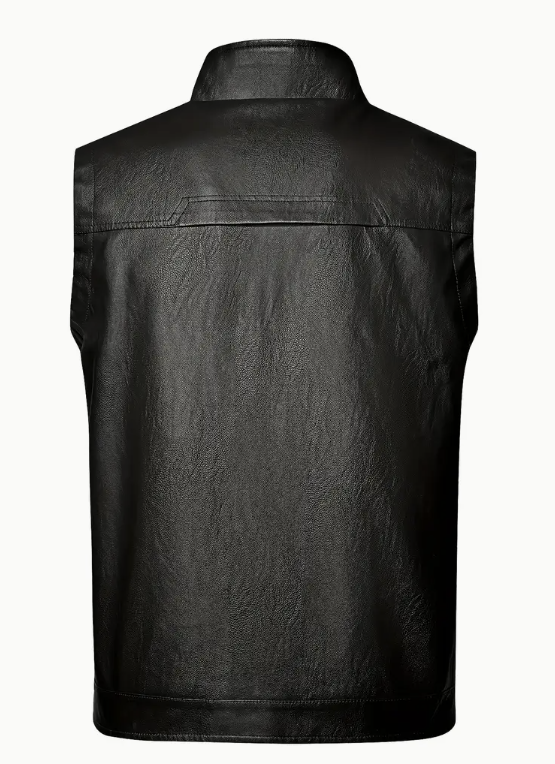 James's Warm Leather Vest with Zipper
