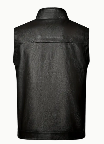 James's Warm Leather Vest with Zipper