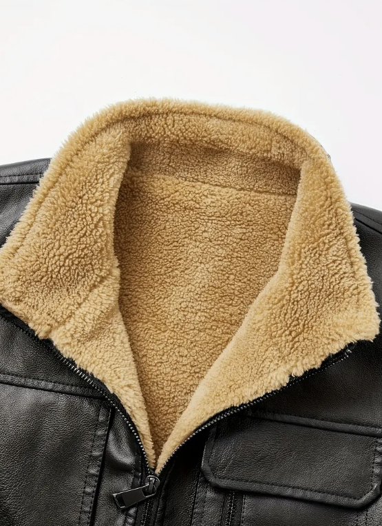 James's Warm Leather Vest with Zipper