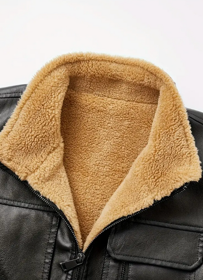 James's Warm Leather Vest with Zipper