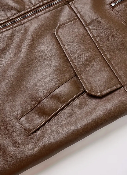 James's Warm Leather Vest with Zipper