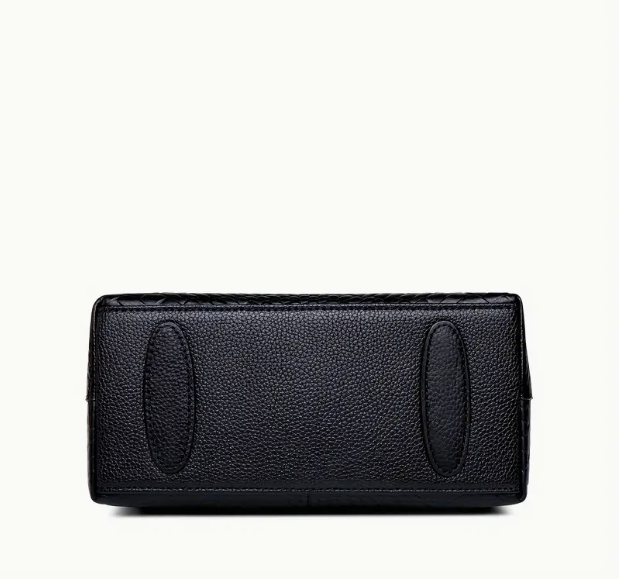 Women's Genuine Leather Crossbody Bag – Woven Texture, Gold Accents & Luxurious Retro Design