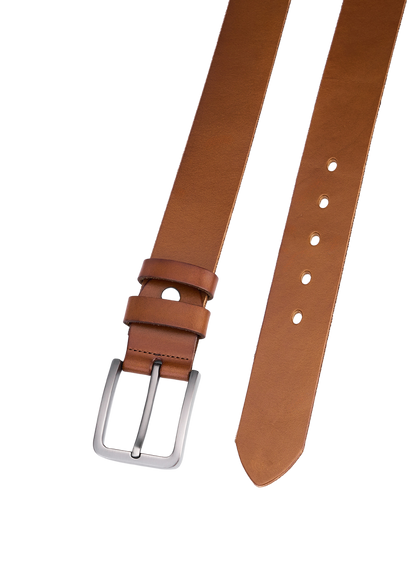 Elegant High-Quality Full Leather Cowhide Belt in Cognac Luxury Leather Dress Belt Durable and Long-Lasting Men's Belt