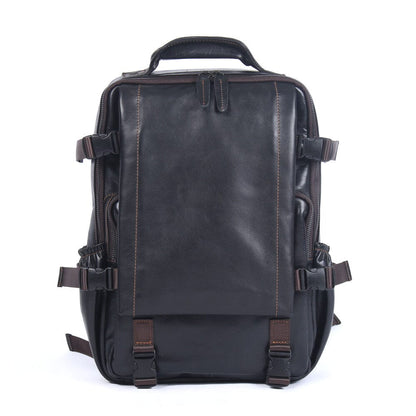 Men's Black Leather Backpack | ISAAC