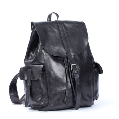 Small Black Leather Backpack | BODO
