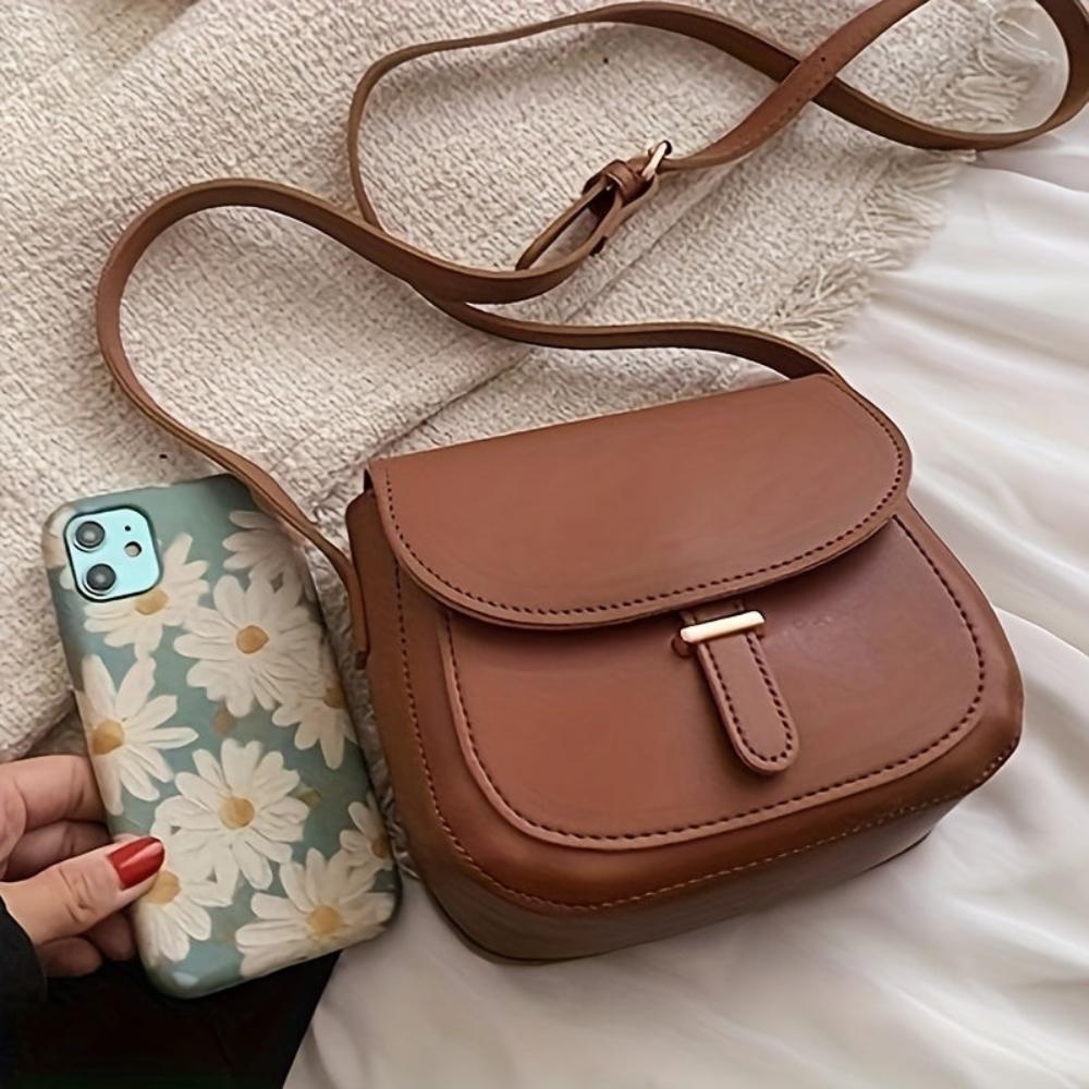 Stylish Retro Saddle Crossbody Bag by Amelia