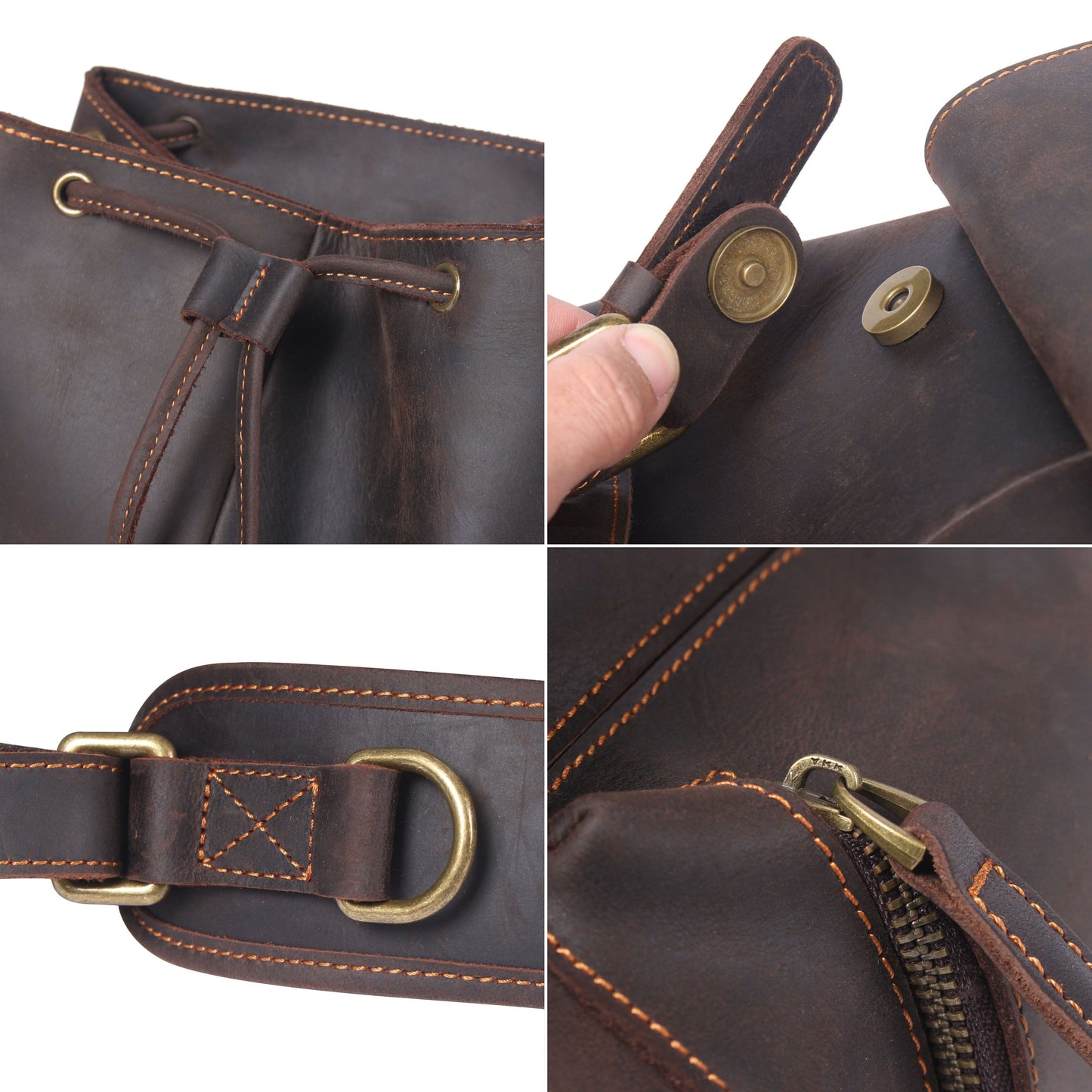 Leather Backpack with Drawstring | FLAM