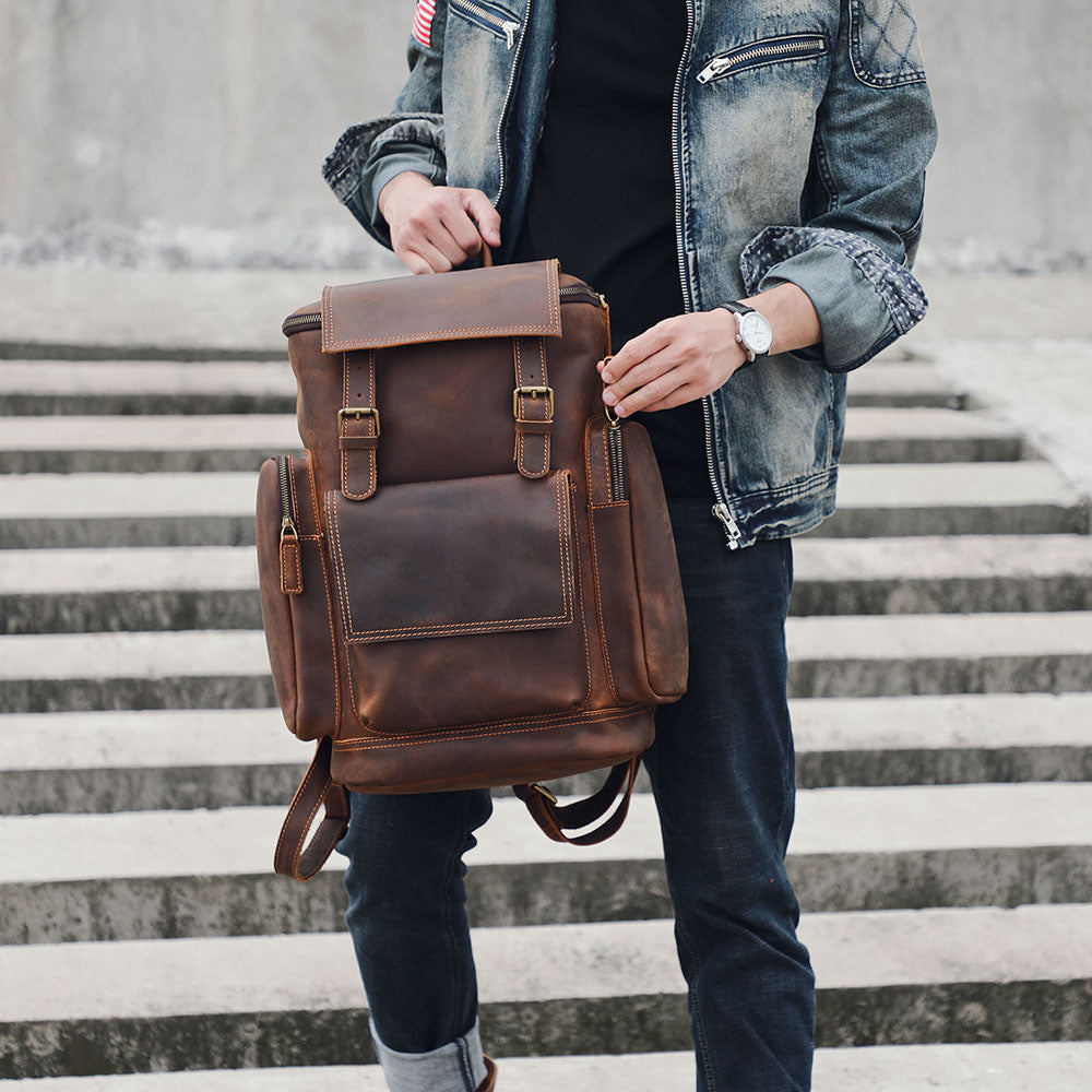 backpack computer leather Leather Laptop Backpack
