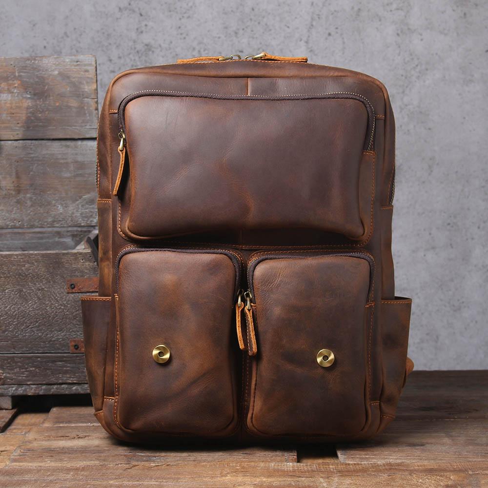 andrew marc leather backpack Brown Leather Backpack