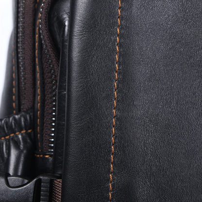 Men's Black Leather Backpack | ISAAC